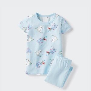 Brand news Uniqlo girl’s pajamas set short sleeve top & bottom blue girl size 4T